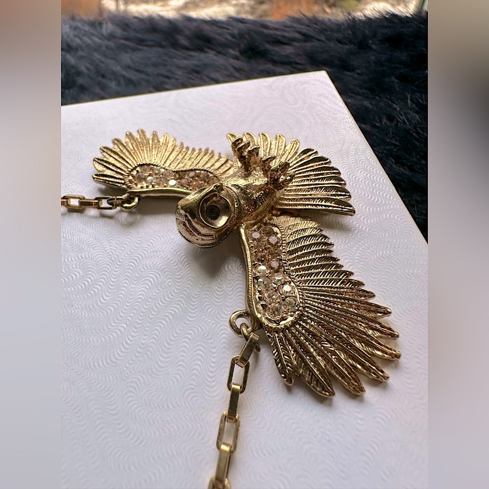 Wildfox RARE gold tone owl statement necklace - Picture 2 of 7